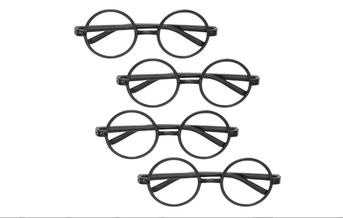 
Unique Authentic Black Harry Potter Glasses - Pack of 4 - Magical Cosplay & Enchanting Style - Perfect for Costume Parties
