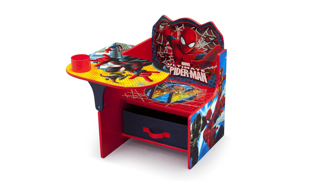 Delta Children Chair Desk With Storage Bin - Greenguard Gold Certified, Spider-Man, Arm Rest, Cushion Availability, Engineered Wood