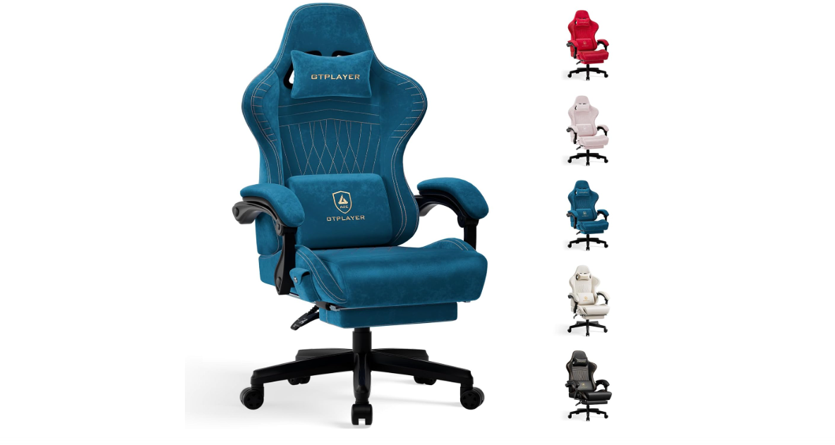 GTPLAYER Gaming Chair with Speakers, Video Game Chairs with Footrest, PC Gamer Chairs for Adults - Padded High Back Ergonomic Reclining Silla Gamer, Linkage...