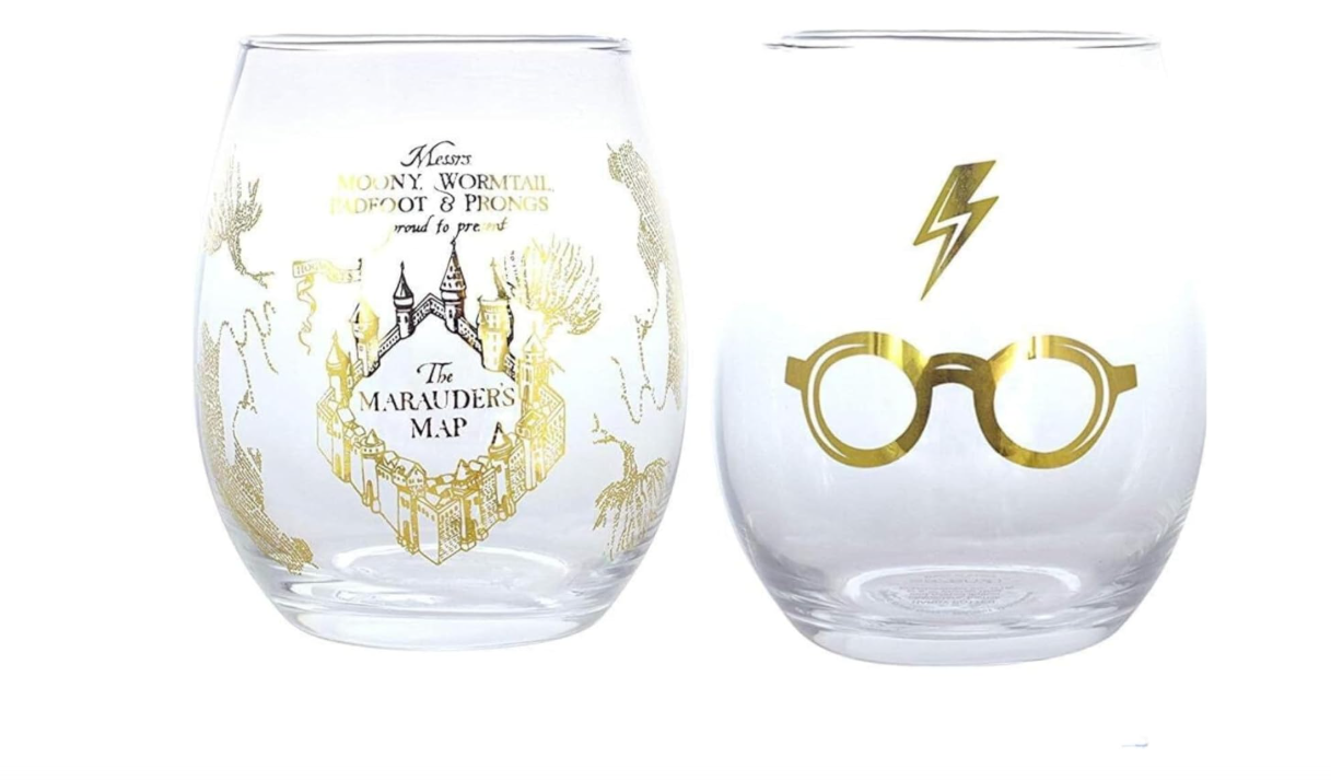 
Seven20 Harry Potter Stemless Wine Glasses Set - 20oz - Gilded Harry's Glasses & Marauder's Map Design
