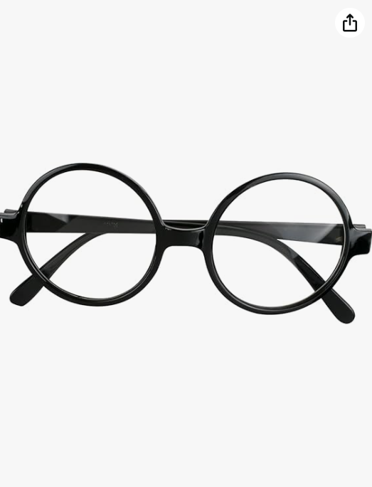 Kangaroo Wizard Glasses for Kids - Round Wizard Round Glasses Costume - Black Fake Circle Frame - Boys & Adults Halloween Costume Cosplay - Apparel