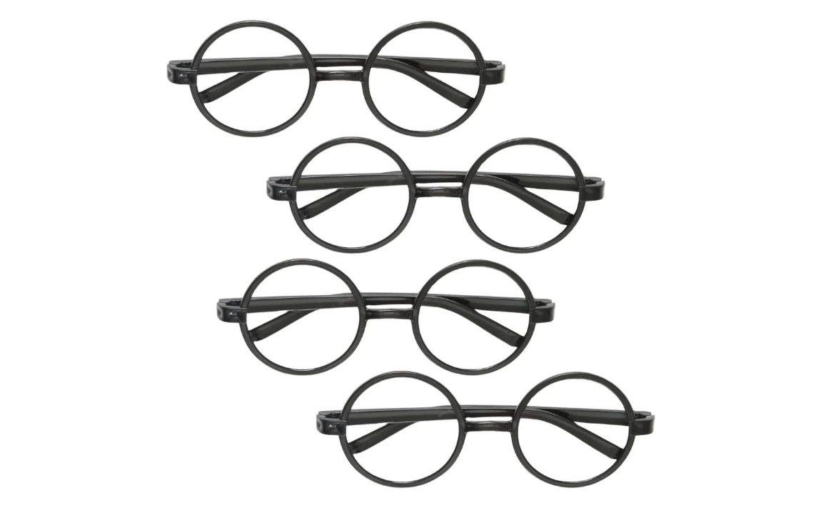 Unique Authentic Black Harry Potter Glasses - Pack of 4 - Magical Cosplay & Enchanting Style - Perfect for Costume Parties