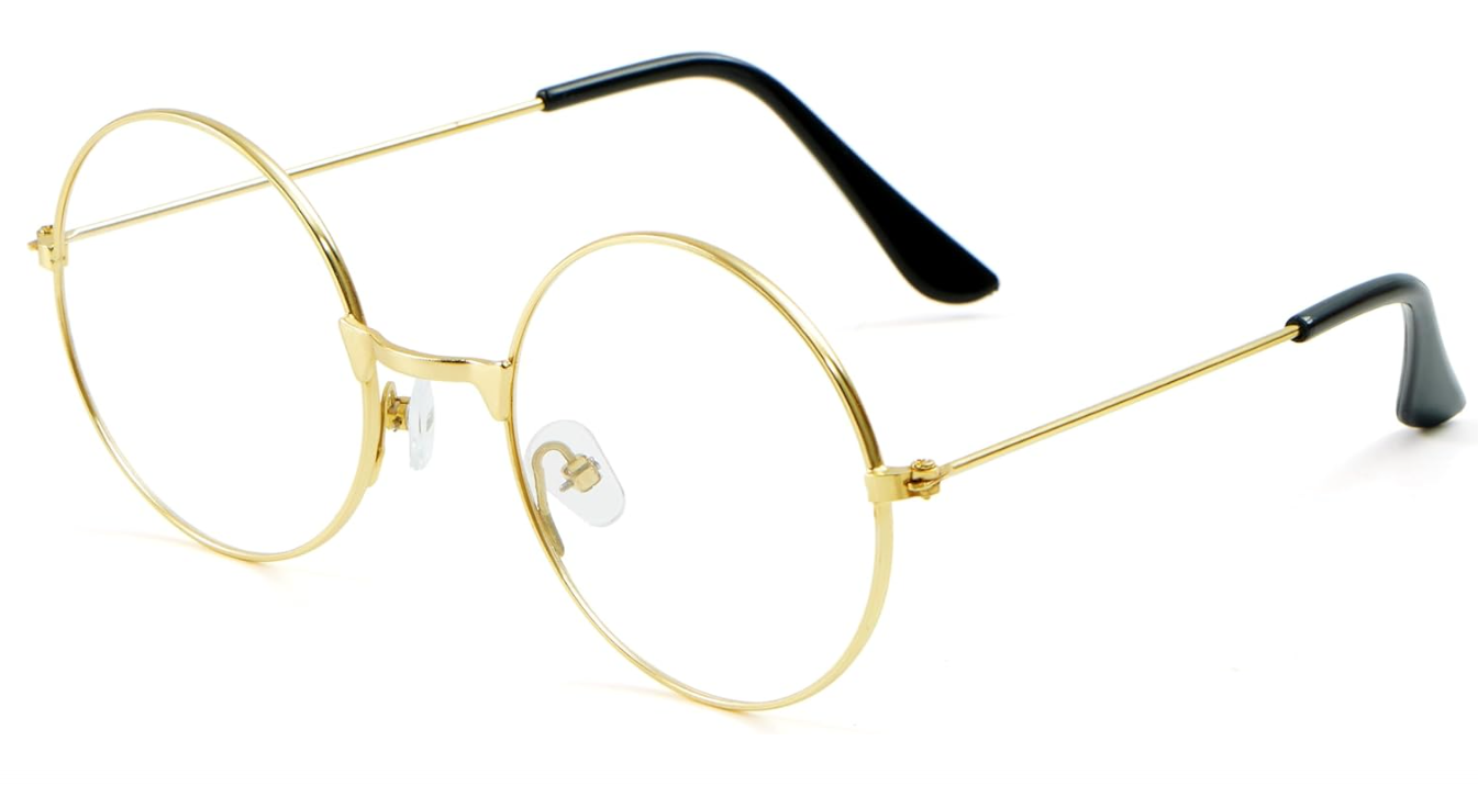 
Spooktacular Creations Halloween Gold Wizard Glasses, Fake Old Men Round Wire Costume Glasses Accessory for Men Women Halloween Dress Up, Costume Prop
