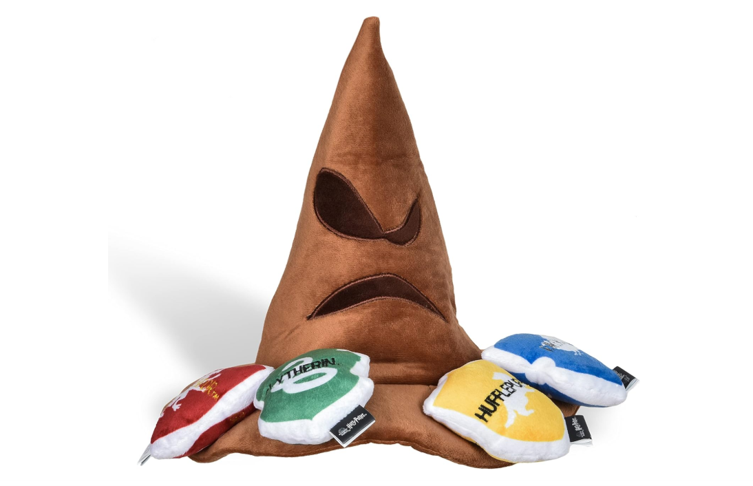  Harry Potter House Sorting Hat Burrow Pet Toy | Dog Toy Sorting Hat with House Plush Removable Parts | Sorting Hat Burrow Toy for Dogs | Crinkle Dog Toy,...