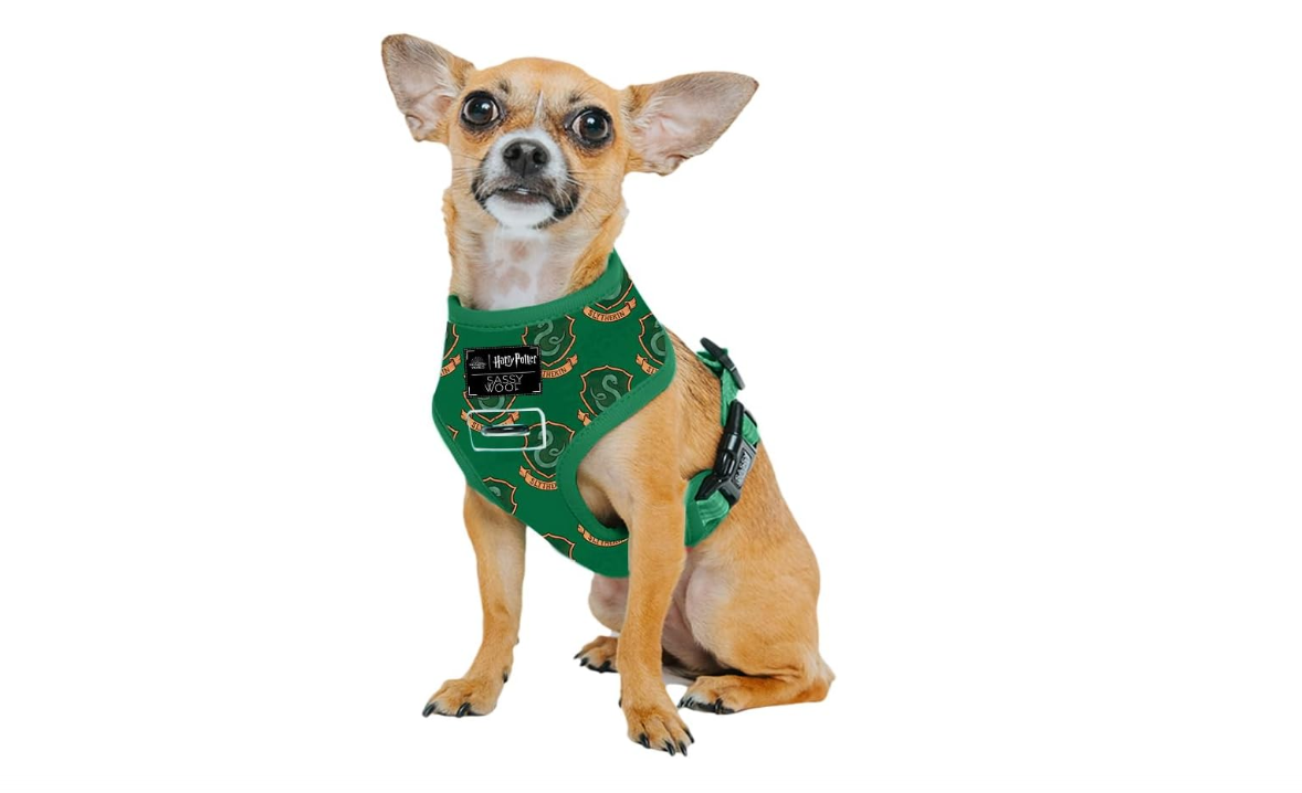  Sassy Woof Dog Reversible Harness - Harry Potter™ Slytherin - XS, Breathable Mesh, No Pull Design with Two D-Rings, Patented Design, Perfect for Small Dogs...