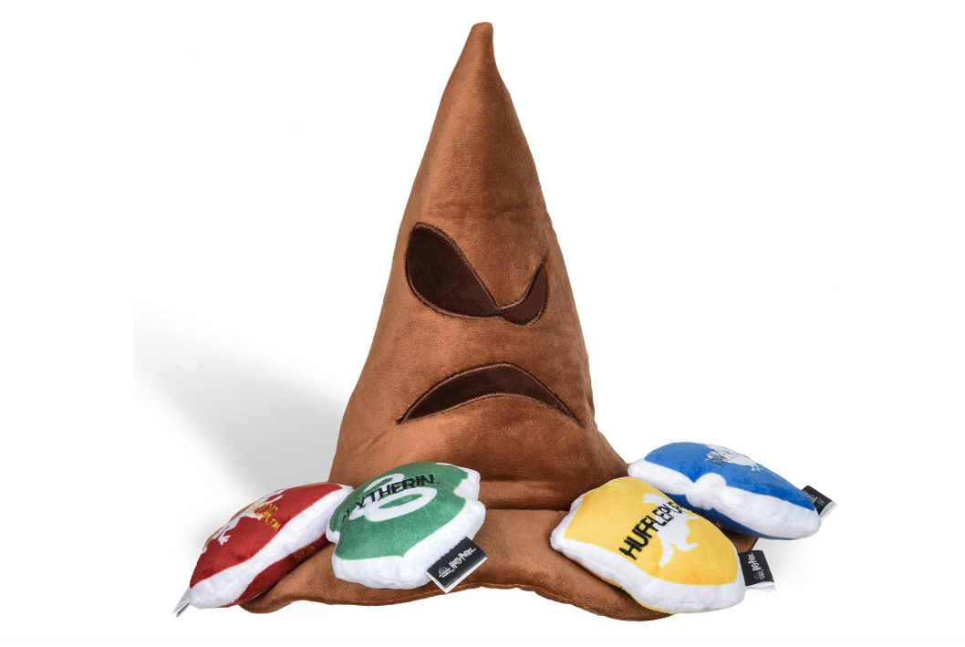  Harry Potter House Sorting Hat Burrow Pet Toy | Dog Toy Sorting Hat with House Plush Removable Parts | Sorting Hat Burrow Toy for Dogs | Crinkle Dog Toy,...