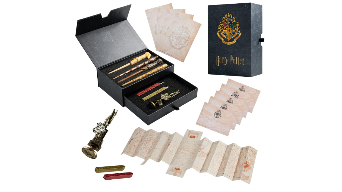 
Harry Potter Writing Set Wand Pens Stationery Box for Boys Girls Teens Adults with Envelopes Paper Wax Stick Stamp Marauders Map Gifts for Kids