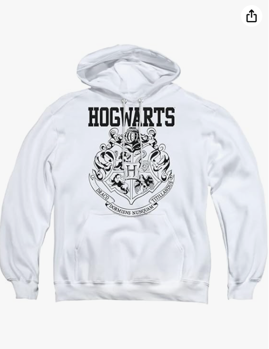 Popfunk Harry Potter Hogwarts Logo Pull-Over Hoodie Sweatshirt & Stickers (XXX-Large) White 