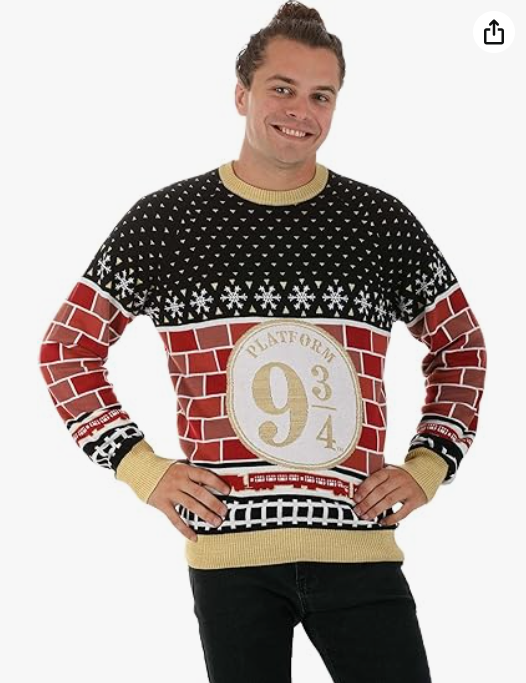 Harry Potter Platform 9 3/4 Ugly Sweater for Adults, Harry Potter Christmas Sweater, Knitted Holiday Crewneck 