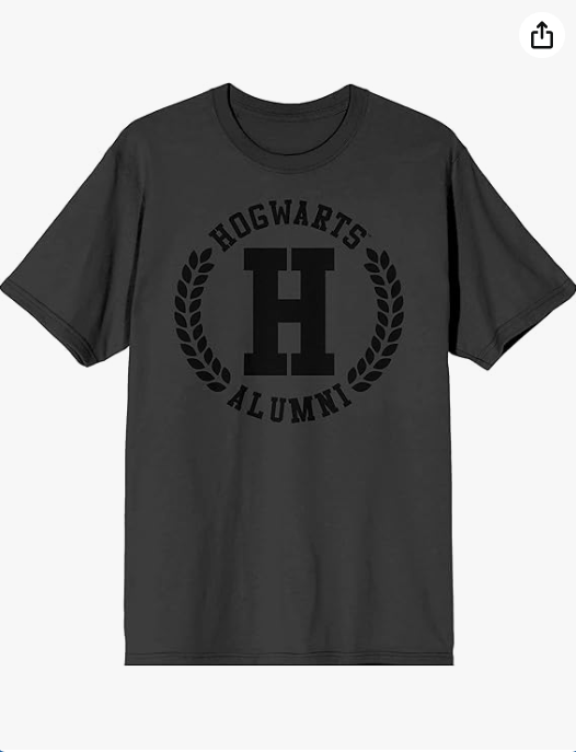 Hogwarts Alumni Collegiate Style Mens Charcoal Graphic Tee