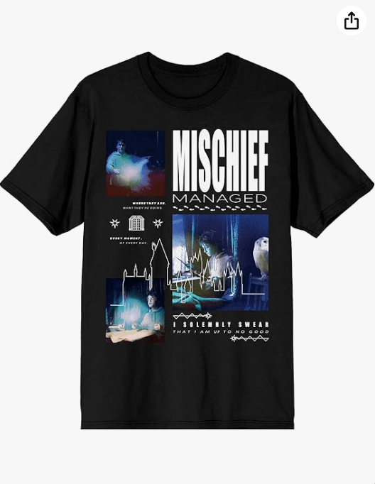 Harry Potter & Hedwig Mischief Managed Men's Black Graphic Tee Shirt