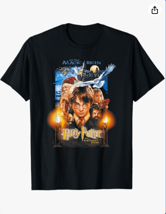 Harry Potter Black Movie Poster T-Shirt, Adult, Women, Short Sleeve, T-Shirt, Small
