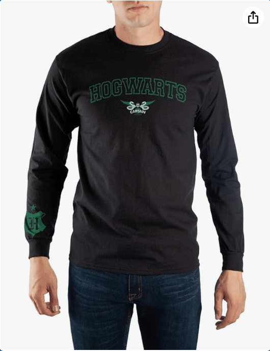 Bioworld Black Hogwarts Slytherin Quidditch Long Sleeve Shirt