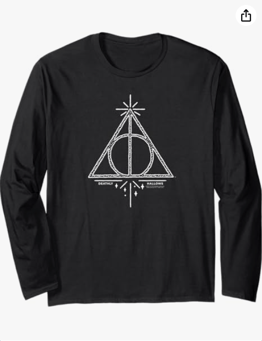 Harry Potter Deathly Hallows Line Art Long Sleeve T-Shirt