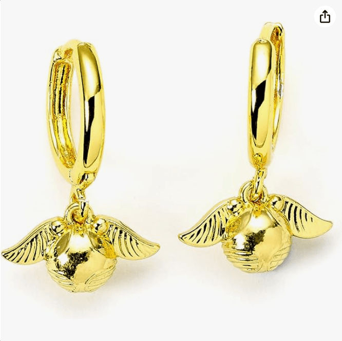 Harry Potter Golden Snitch Hoop Earrings (One Size) (Gold)