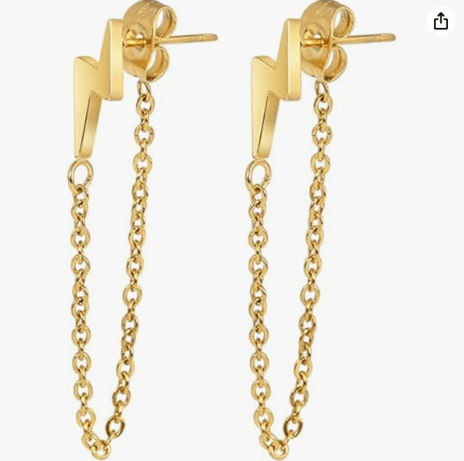 Edforce Stainless Steel Women's Lightning Bolt Dangle Earrings, 60mm/2.4in