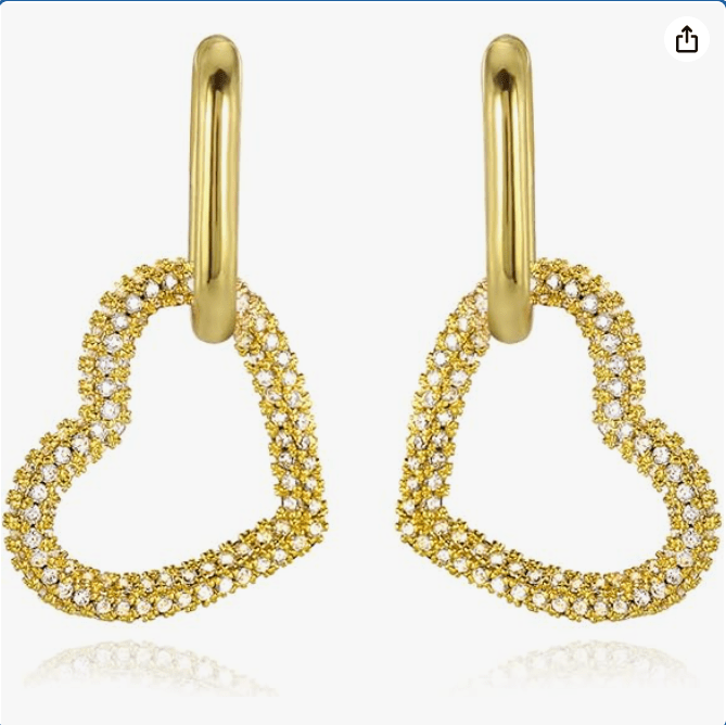 KOSE Huggie Hoop Earrings Heart Drop and Dangle Earrings 14K Gold Plated Heart Hoop Earrings for Women Pave Cubic Zirconia