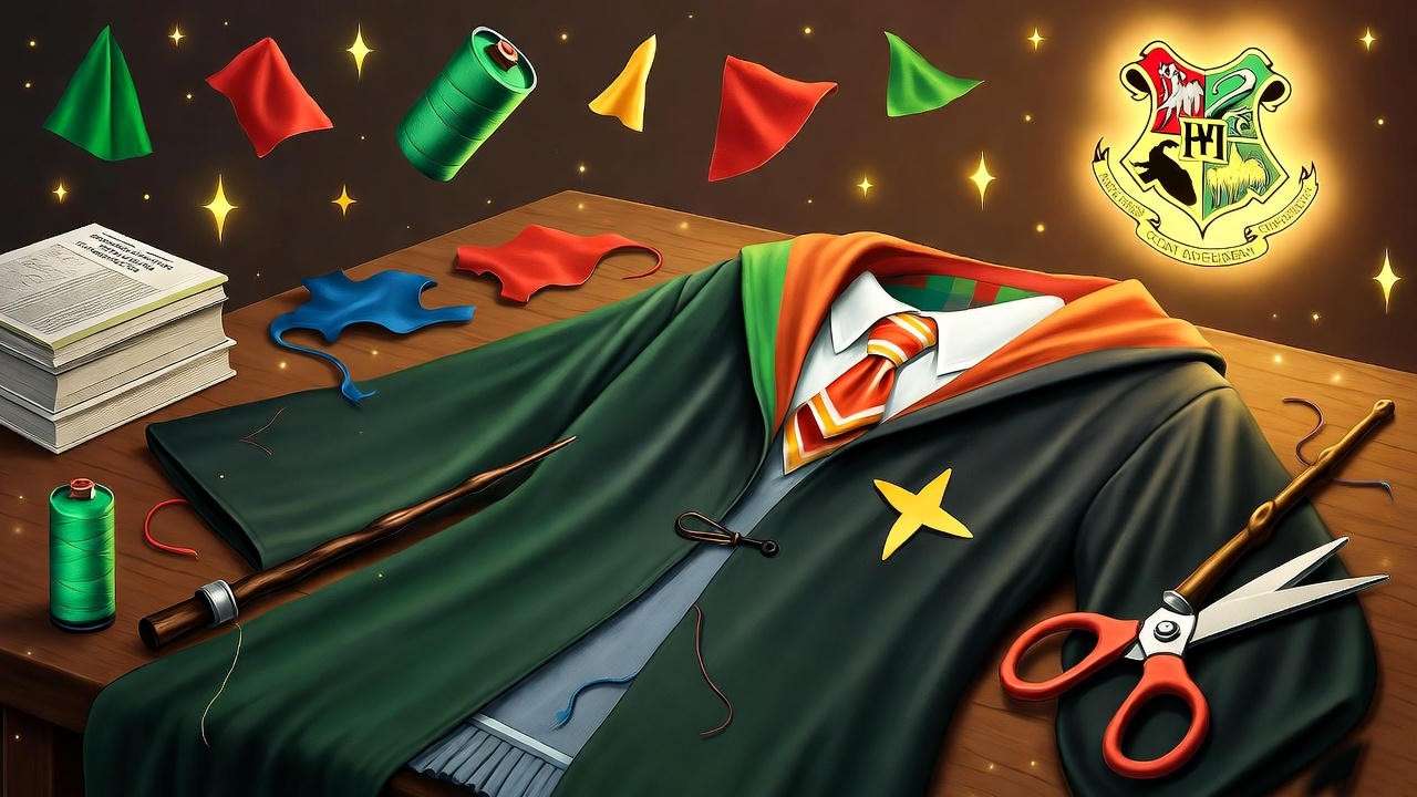 Cozy cosplay preparation scene for Harry Potter Comic Con event.