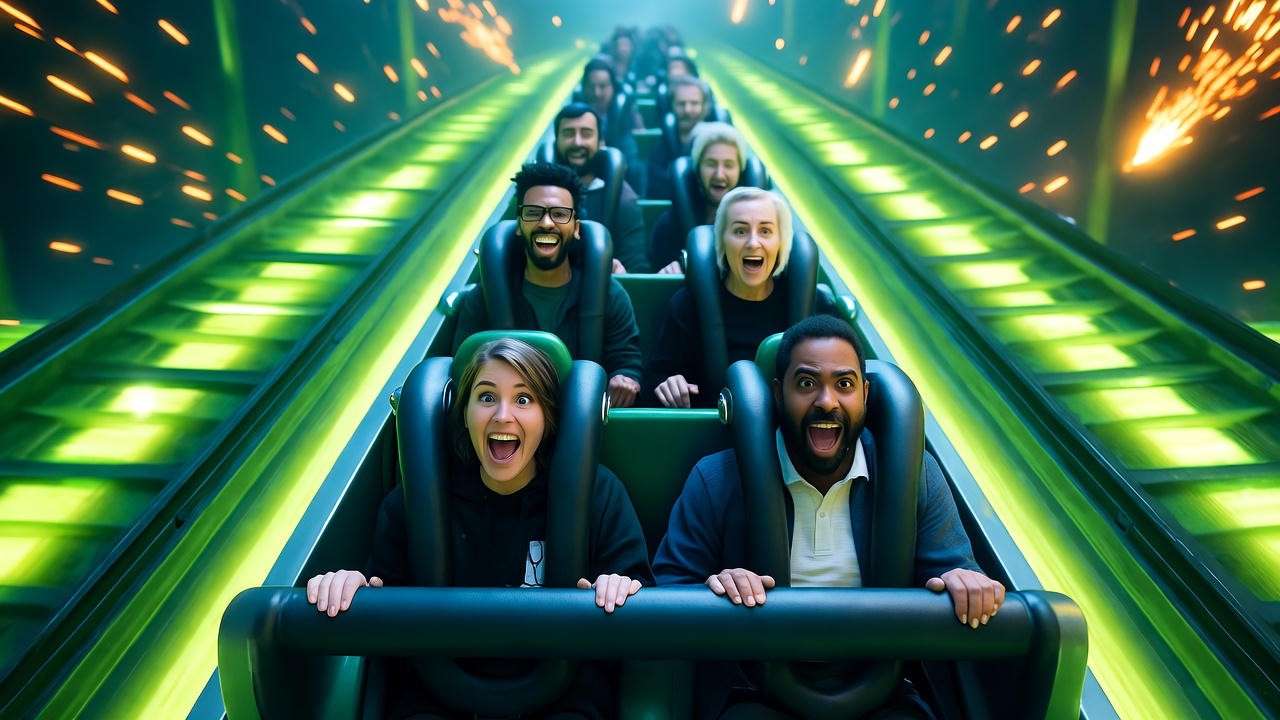 Gringotts ride vehicle plummeting 30 feet during the iconic drop at Universal Studios 