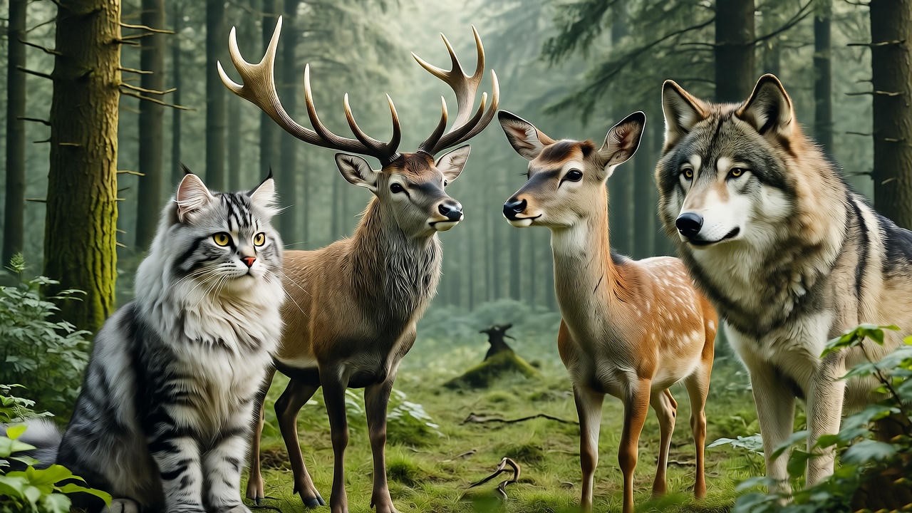 Realistic Siberian cat with blue eyes