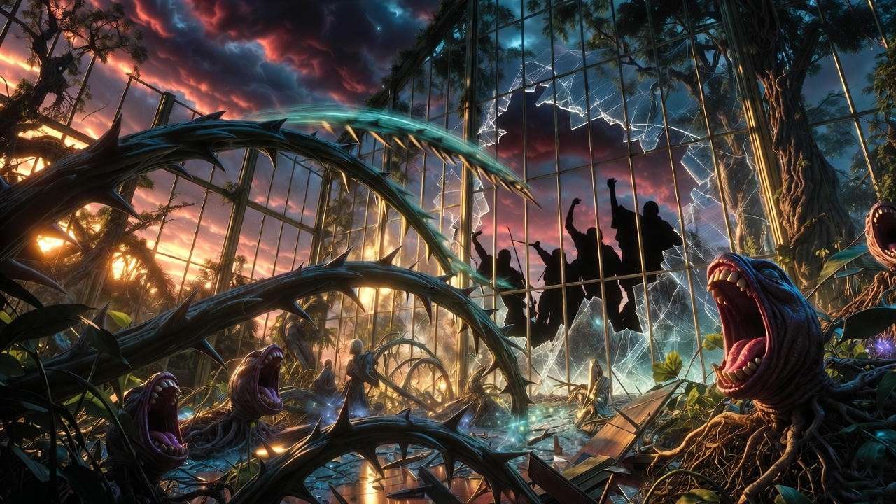 Magical plants defending Hogwarts in Harry Potter battle greenhouse role in wizarding wars.
