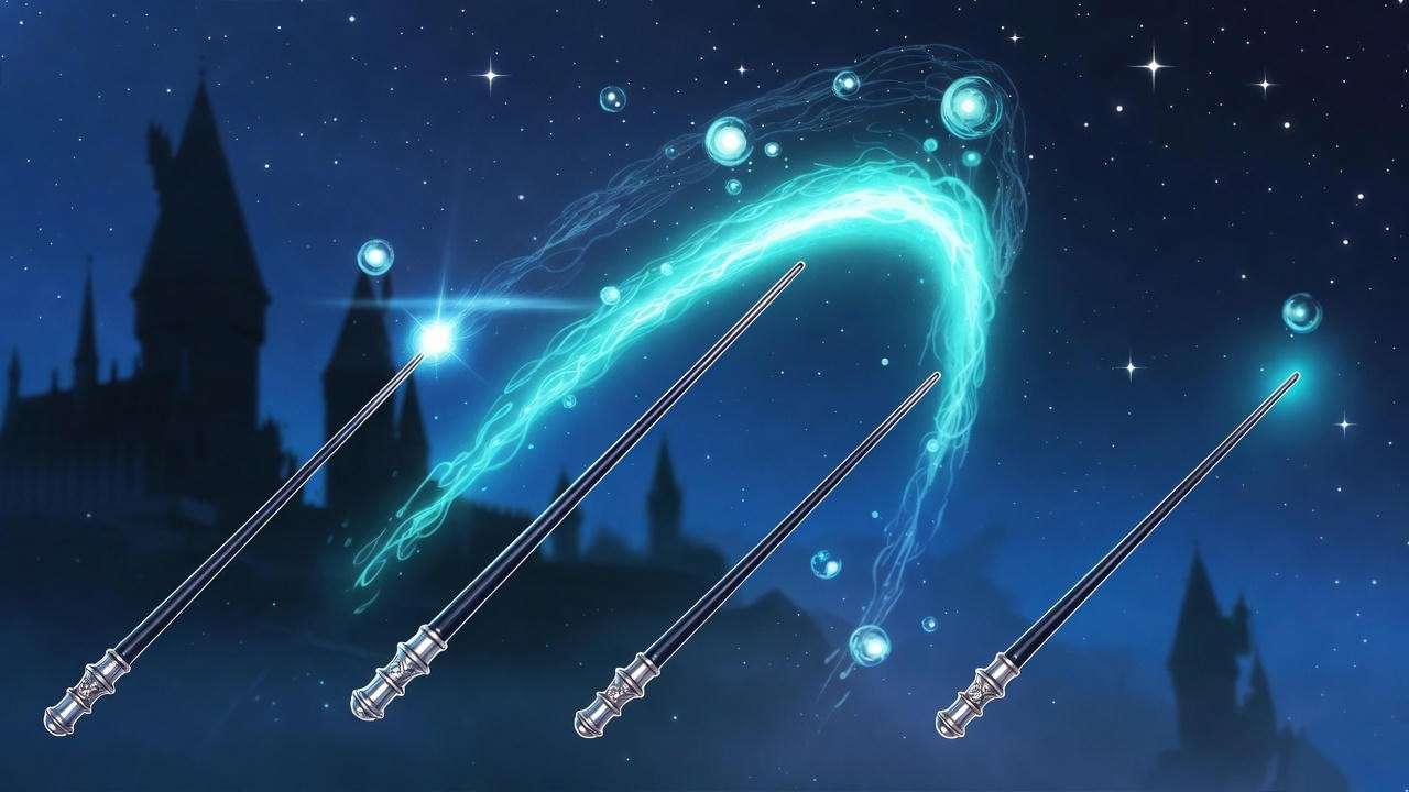 Step-by-step wand movement diagram for casting Impervius Charm in Harry Potter.