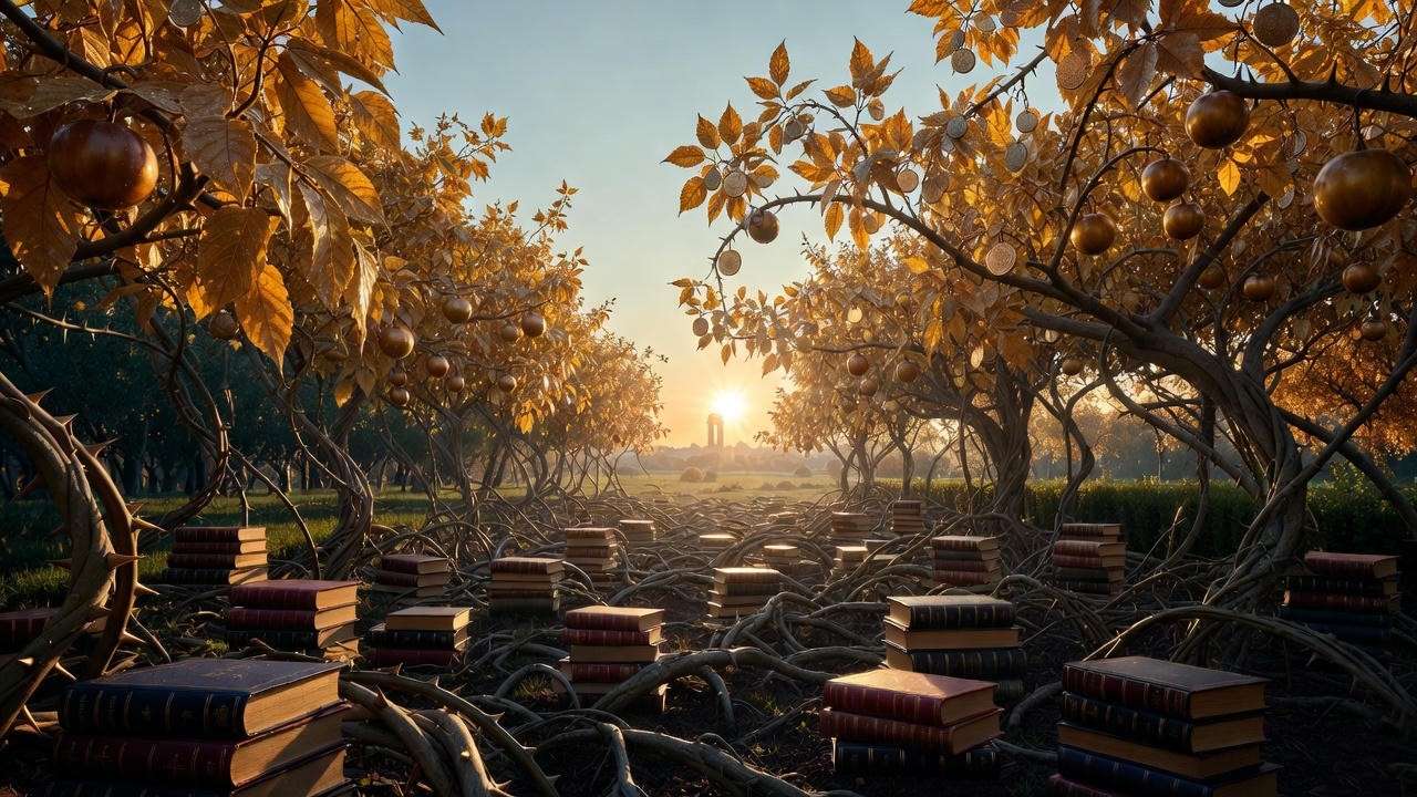 Illustrated forecast of Harry Potter deluxe edition investment growth in 2025, depicting ROI potential and market trends as enchanted garden.