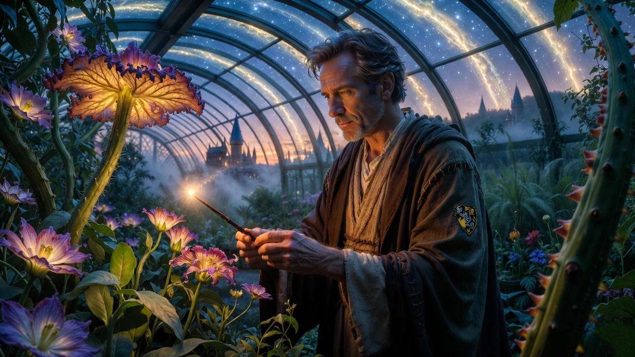 Speculative post-Hogwarts life of Gabriel Truman Hufflepuff in Harry Potter greenhouse