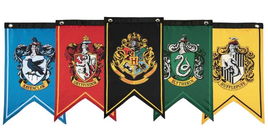 Conquest Journals Harry Potter Wizarding House Banner Flag Set, 12'' x 20'' Polyester Flags, Set of 5 Includes Hogwarts Crest, Gryffindor,...
