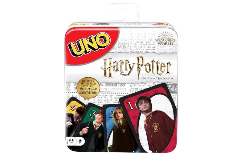 Mattel Games UNO Harry Potter Card Game in Storage Tin for Kids, Adults & Parties, Collectible Deck Based on Popular Series for 2 to 10 Players