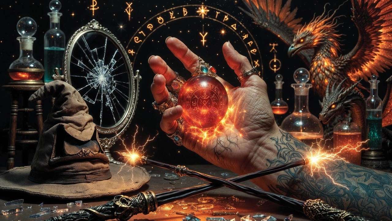 Philosopher's Stone symbolism illustration with magical elements from Harry Potter analysis