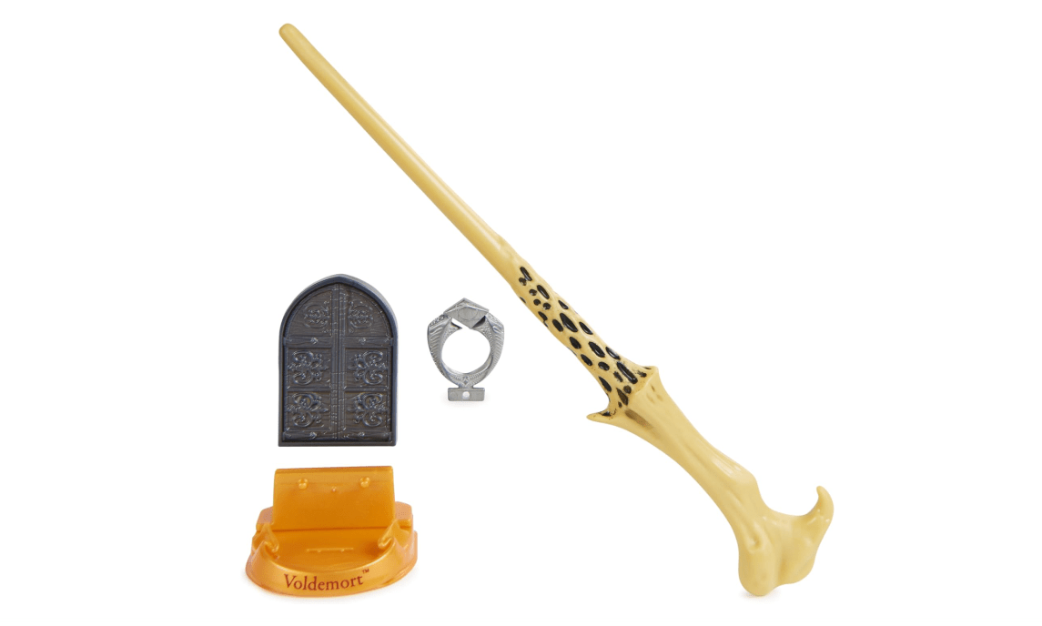 Wizarding World Harry Potter, 12-inch Magical Collector Voldemort Wand with Stand & Die-cast Icon, Magical Artifacts, Accessory for Halloween Costumes