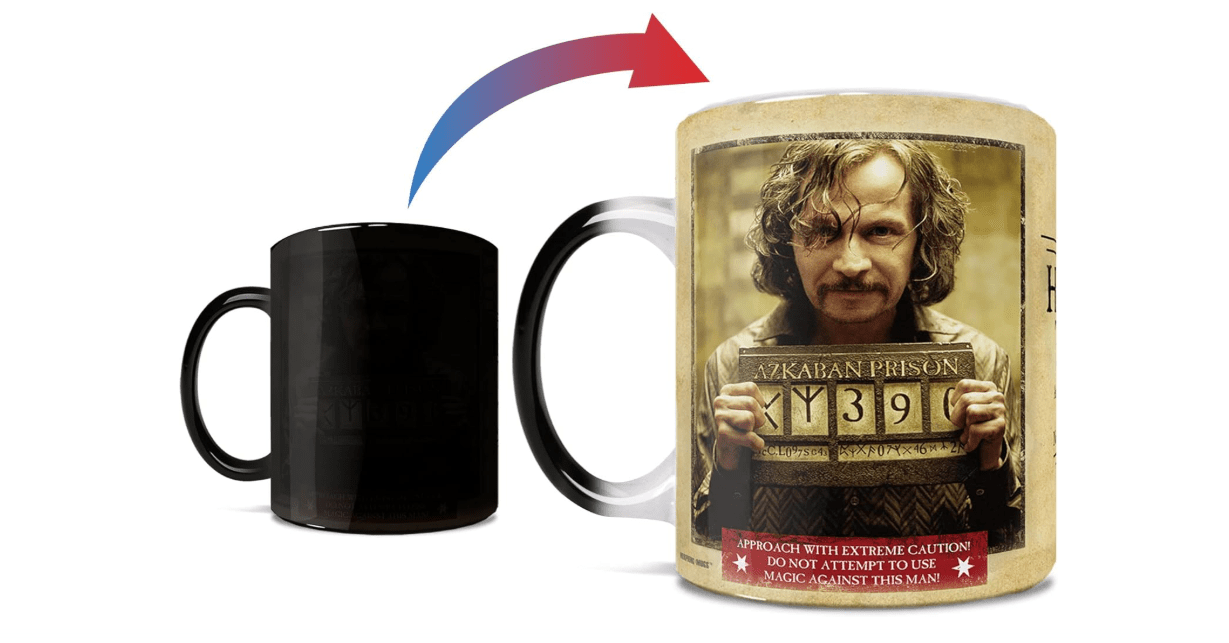 Morphing Mugs Harry Potter - Sirius Black - Wanted Wizard - One 11 oz Color Changing Heat Sensitive Ceramic Mug – Image Revealed When HOT Liquid Is Added!