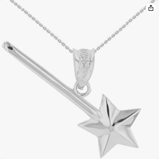 Fine 925 Sterling Silver Magic Fairy Wand Pendant Necklace
