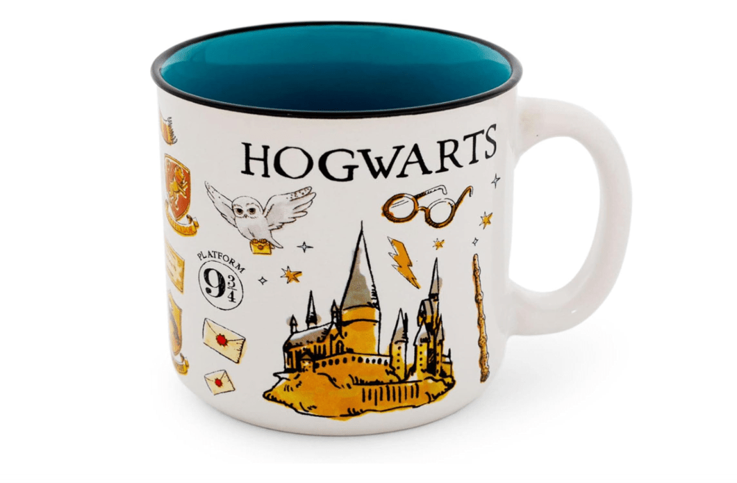 Harry Potter Hogwarts All Over Icons Destination Ceramic Camper Mug | Wizarding World Gifts And Collectibles | Holds 20 Ounces
