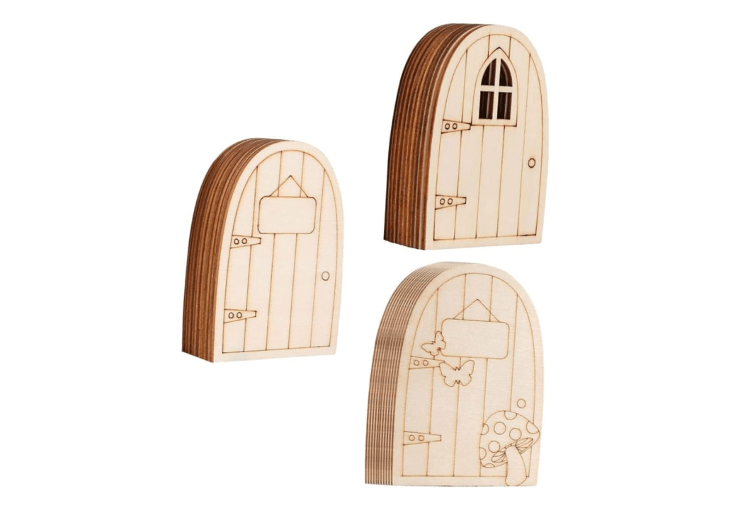 KICHOUSE 30pcs Miniature House Kit Wooden Elf Gate Door Model Boys and Girls Miniature Door Ornament for Doll House
