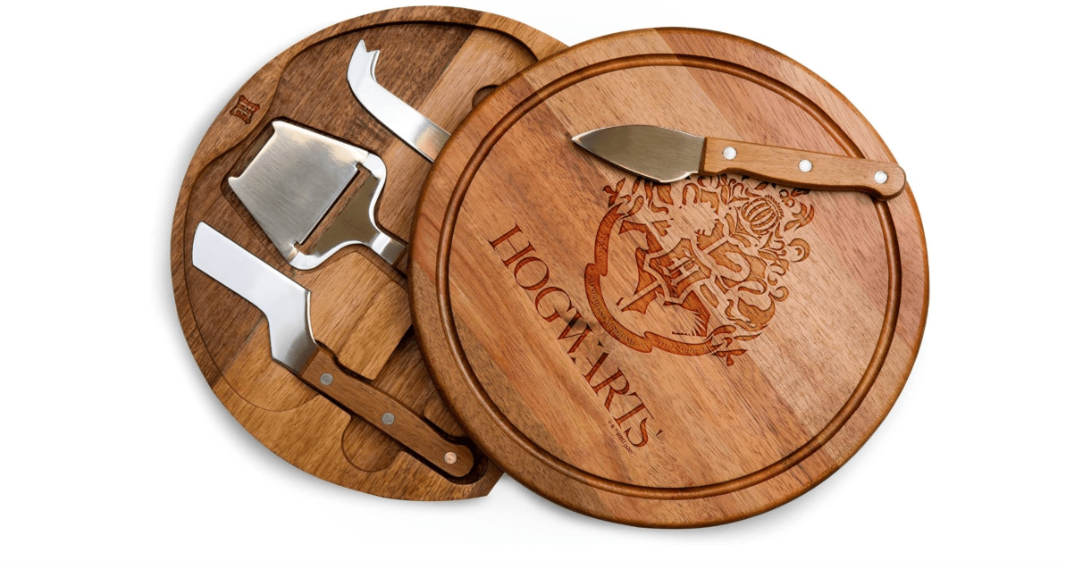 PICNIC TIME Harry Potter Hogwarts Acacia Circo Cheese Board and Knife Set, Charcuterie Board Set, Wood Cutting Board, (Acacia Wood)