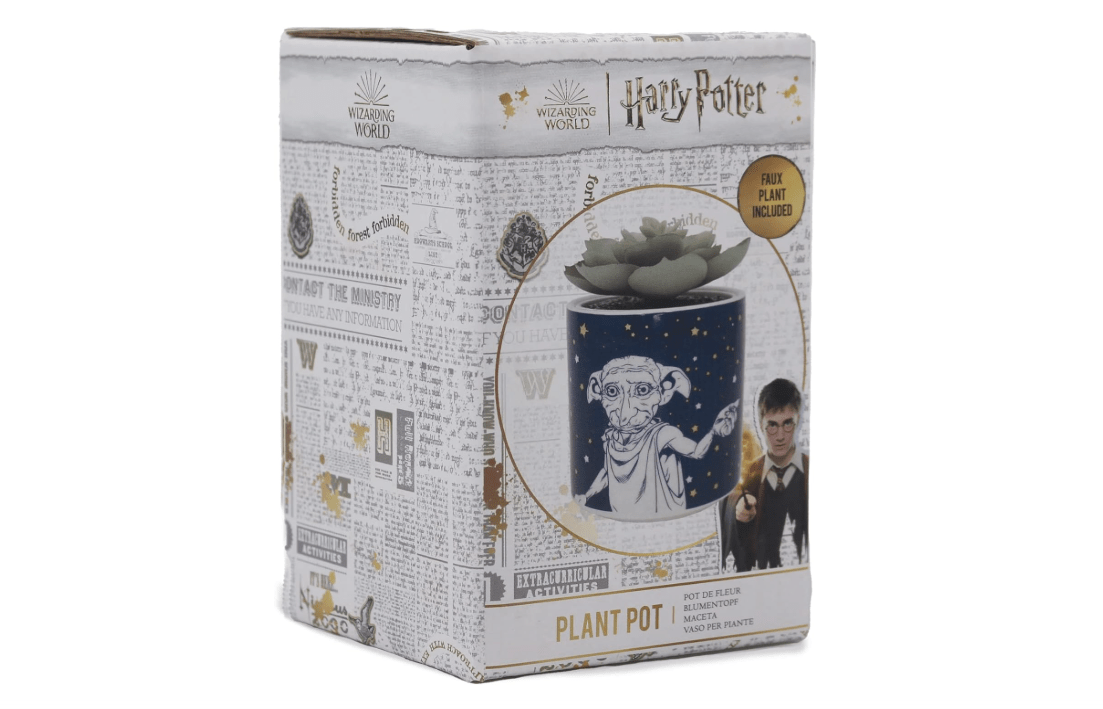 Harry Potter Dobby Plant Pot with Faux Plant - Indoor, Medium, Multicolor, Modern, 11.7cm H x 7cm W x 7cm D