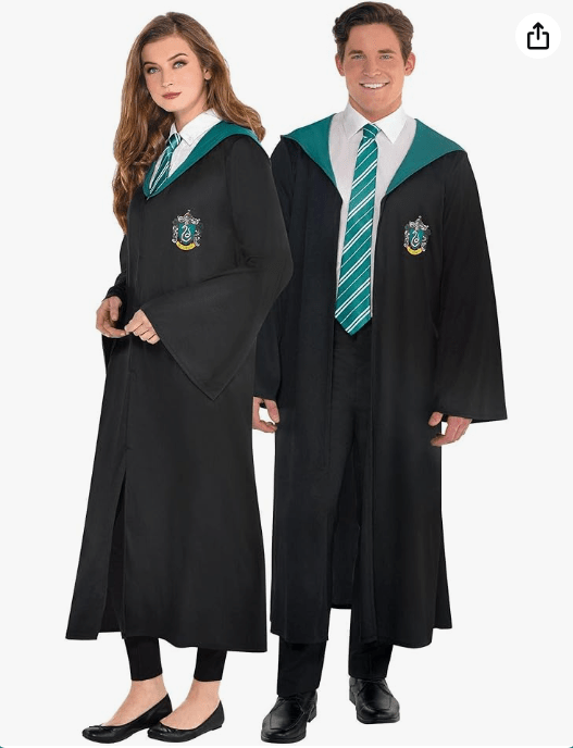Party City Slytherin Robe Halloween Costume for Adults, Harry Potter, Standard Size (40-42) Features Crest and Hood
