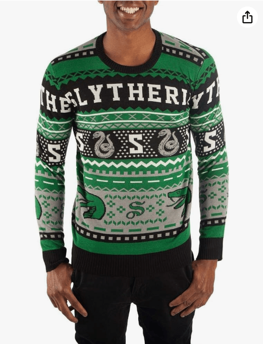 Harry Potter Slytherin Ugly Holiday Sweater (Large) Green
