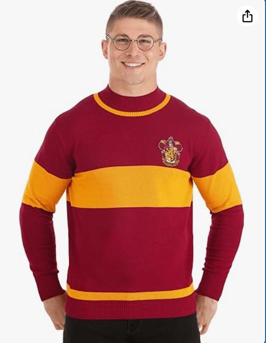 Fun Costumes Adult Lightweight Harry Potter Gryffindor Quidditch Sweater, Cotton with Gryffindor Patch
