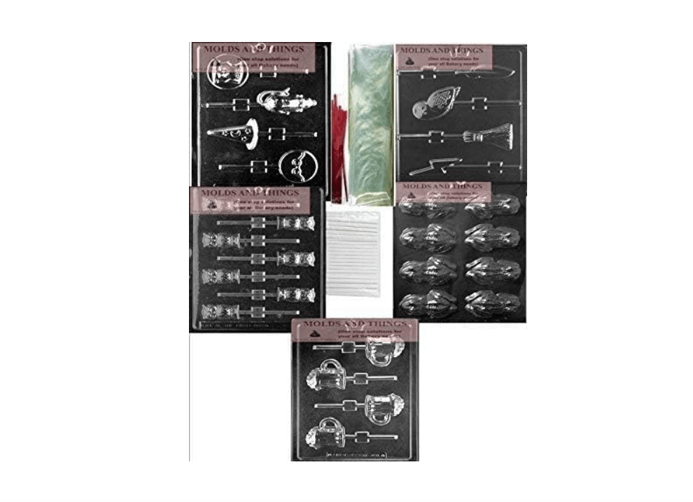 Harry Potter Chocolate Frog Mold Kit With Copywrited Molding Instruction + 50 Sticks, 50 Bags, 50 Ties