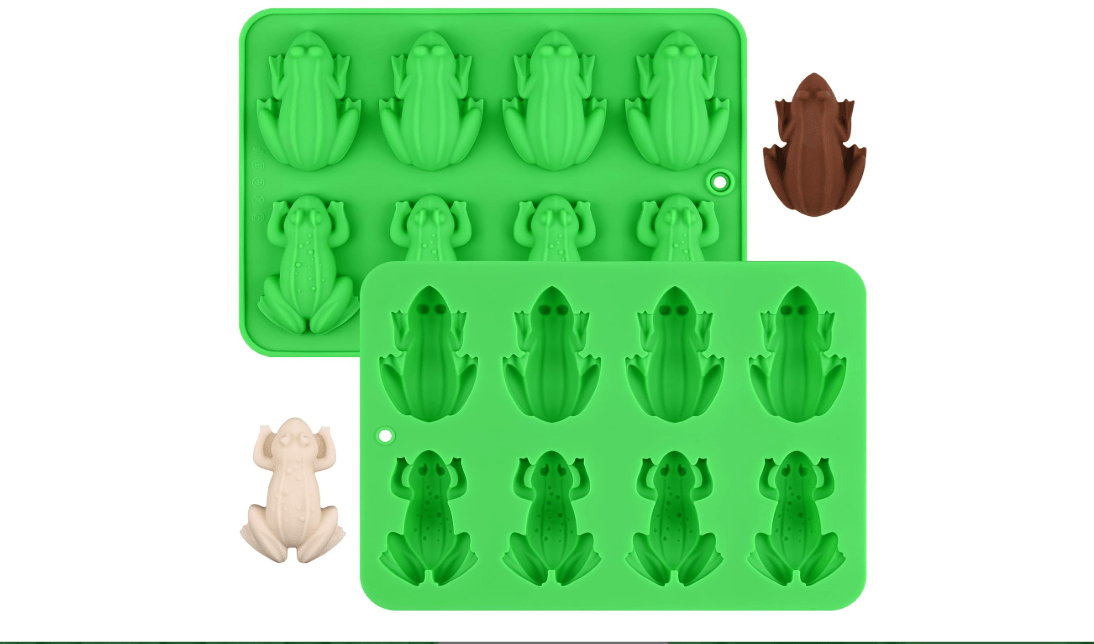 BokingOne 2 Pack Chocolate Frog Silicone Molds, 3D Frog Baking Molds for Chocolate, Candy, Cake Decoration, Soap, Resin, Ice Jelly (Green)