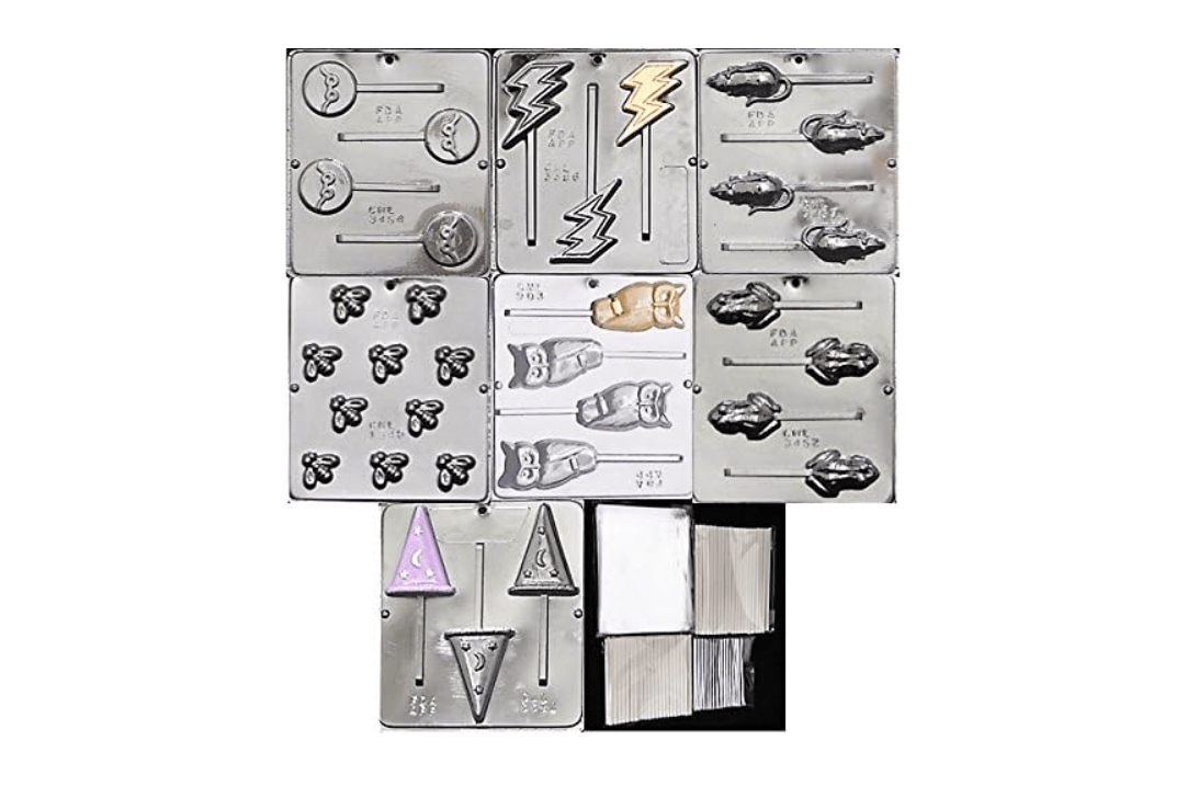 Harry Potter Chocolate Frog Mold Kit - Includes 7 Molds 100 Bags 100 Sticks 100 Ties