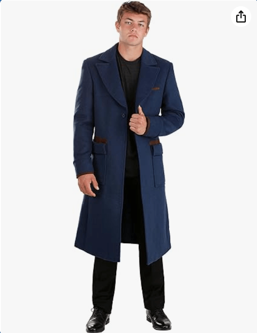 Fantastic Beasts Adult Newt Scamander Jacket Men, Harry Potter Blue Coat Halloween Costume
