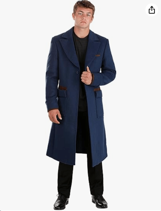 Fantastic Beasts Adult Newt Scamander Jacket Men, Harry Potter Blue Coat Halloween Costume
