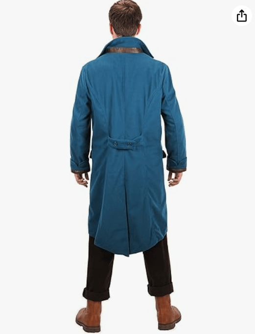 elope Fantastic Beasts Newt Scamander Coat Costume - Worst Wool Blend with Satin Lining and Faux Leather Trim
