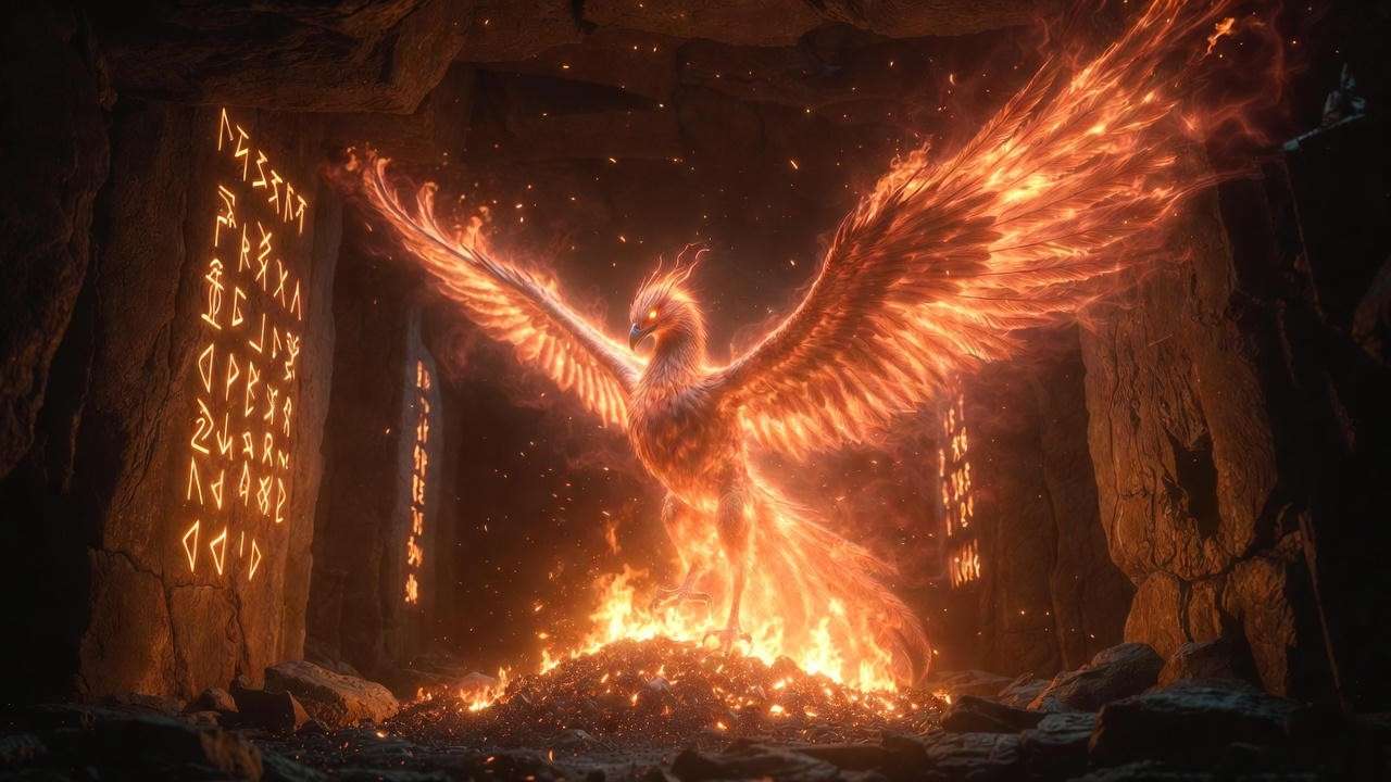Phoenix rebirth symbolizing fire's power in Harry Potter lore.

