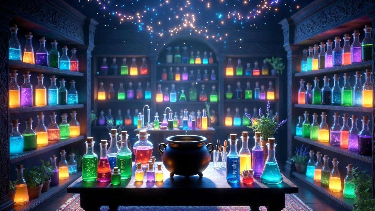 Potion-making science corner for Harry Potter classroom ideas
