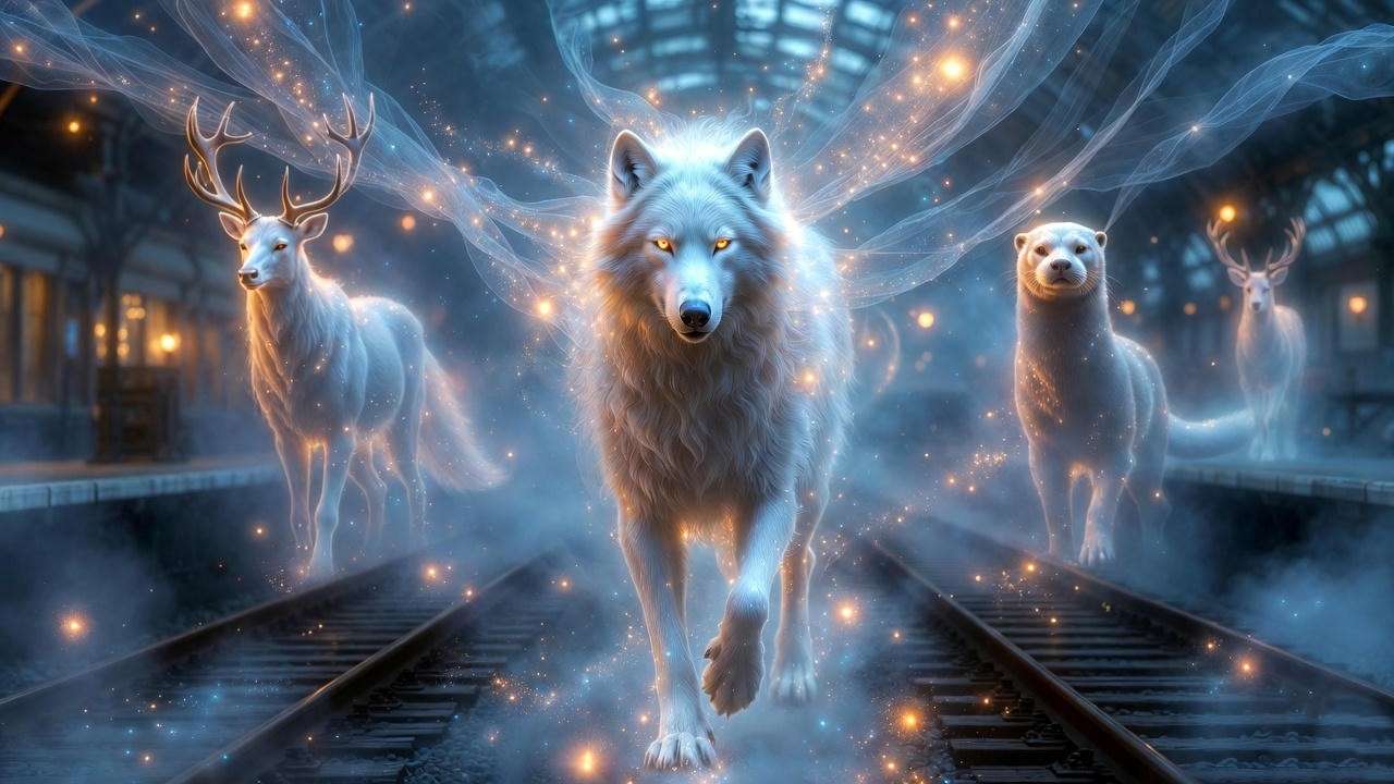 Mystical Patronus animals in Harry Potter's King's Cross afterlife scene.

